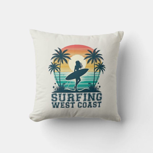 Surfing West Coast Cushion (Front)