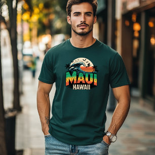 Surfing Witch on Broom Maui Hawaii Halloween T-Shirt