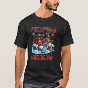 Surfing With My Gnomies Funny Couple Gnomes Christ T-Shirt