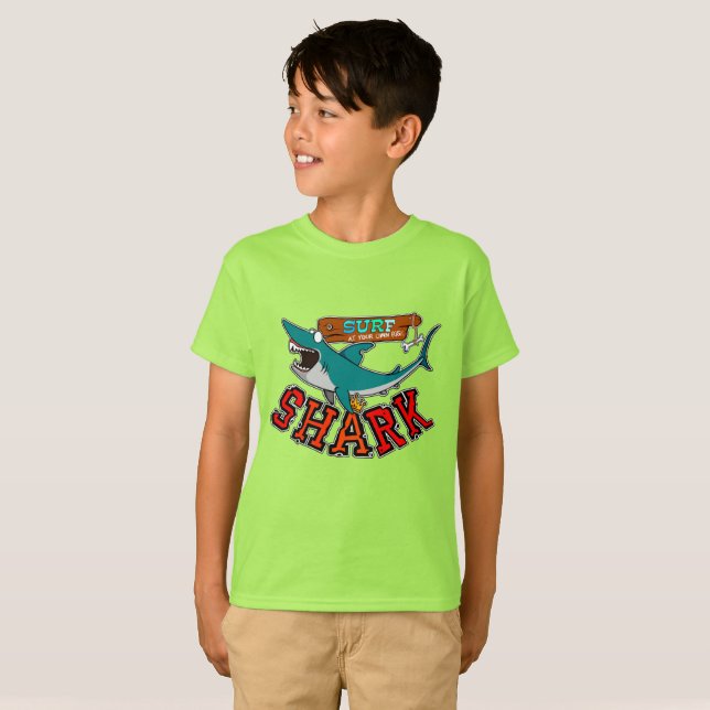 Surfing with shark T-Shirt (Front Full)