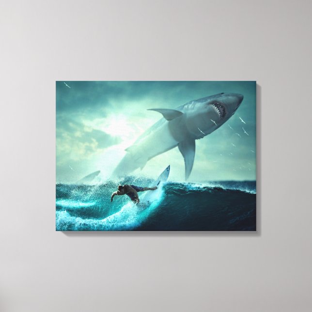 Surfing with Sharks Canvas Print (Front)
