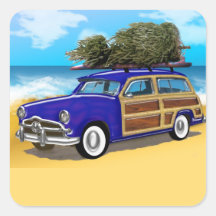 Surfing Woodie with Christmas Tree