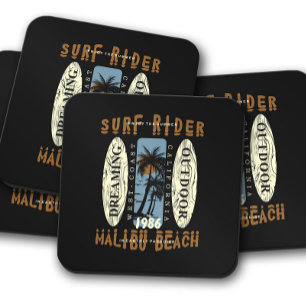 Surfrider Malibu Beach Surfboard Coaster Set