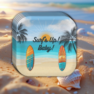 Surf's Up Baby - Baby Shower Paper Plate