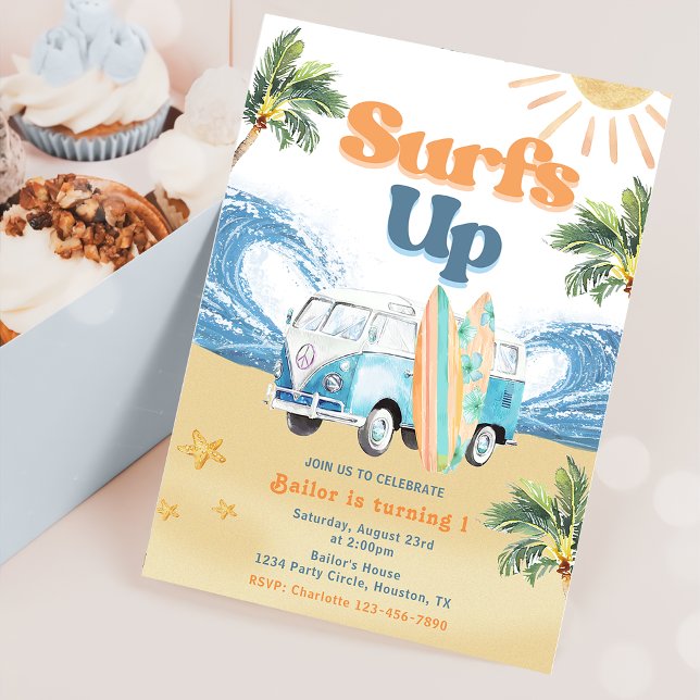 Surfs Up Beach 1st Birthday Party Invitation (Creator Uploaded)