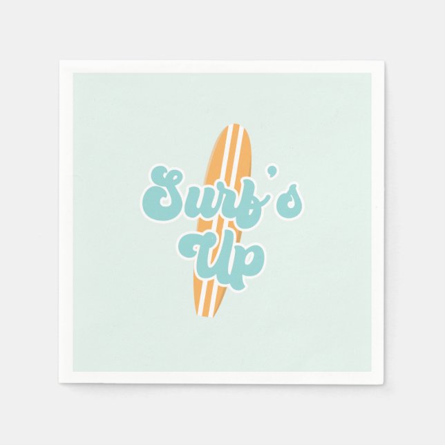 Surfs Up Beach Birthday Napkin (Front)