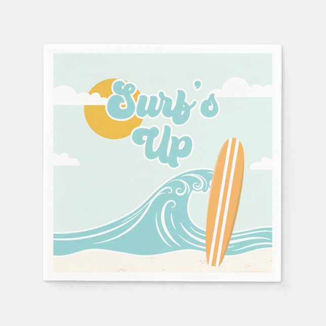Surf's Up Beach Birthday Napkins (Front)
