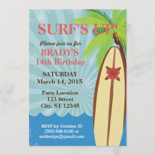 Surf's Up Beach Party 5" x 7" Invitation