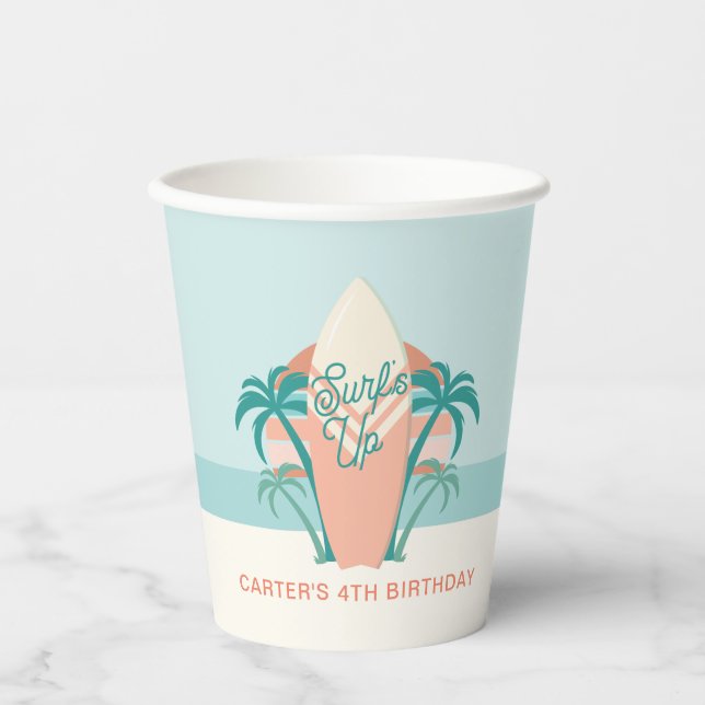 Surf's Up Beach Retro Party Paper Cups (Front)