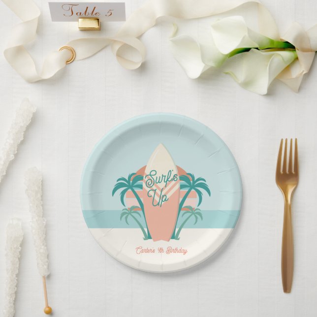 Surf's Up Beach Retro Party Paper Plate (Wedding)