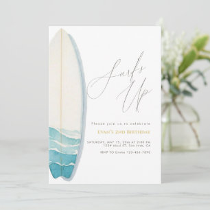 Surfs Up Beach Surf Summer Coastal Watercolor Boy Invitation