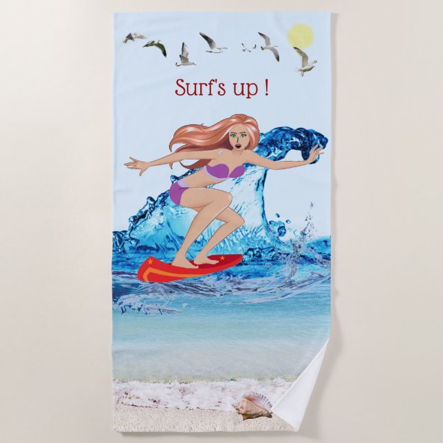 Surf's Up ! Beach Towel (Front)