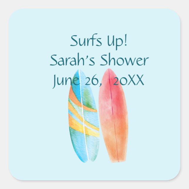Surf's Up Blue Square Sticker (Front)