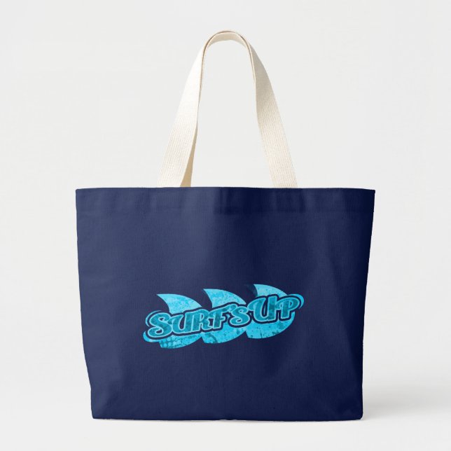 "Surf's Up" blue surfers tote bag (Front)