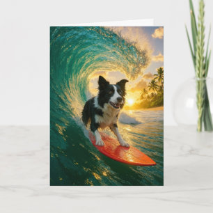 Surfs Up Border Collie Card