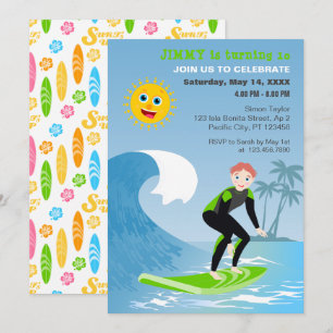Surf's up boy Birthday Party Invitation