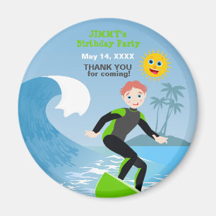 Surf's up boy Birthday Party Magnet