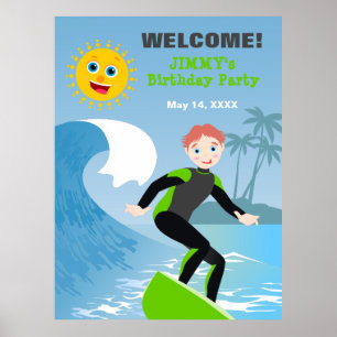 Surf's up boy Birthday Party Poster