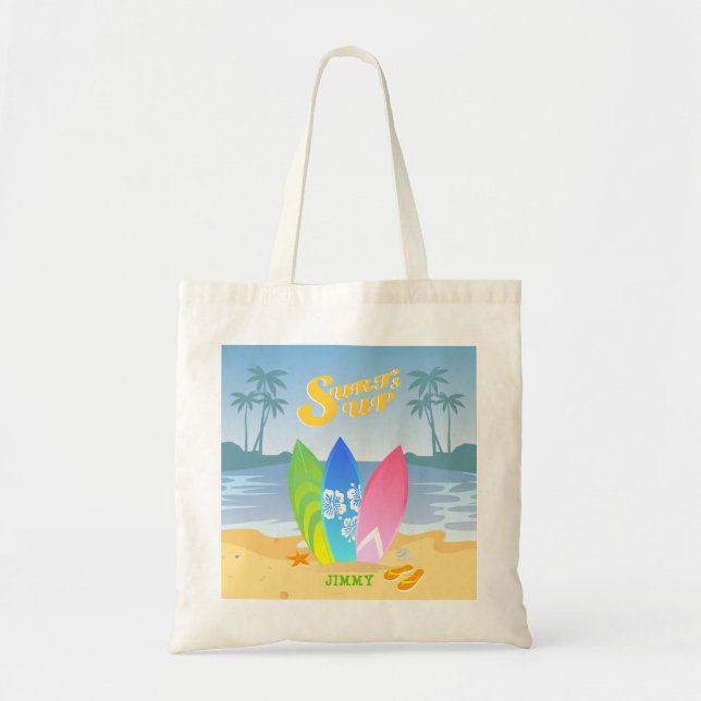 Surf's up boy Birthday Party Tote Bag (Front)