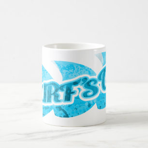 Surf's Up bright blue waves surfer sports mug