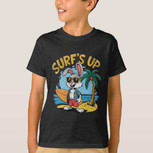 Surfs Up Bunny Rabbit Surfer Surf Board Summer Ret T-Shirt