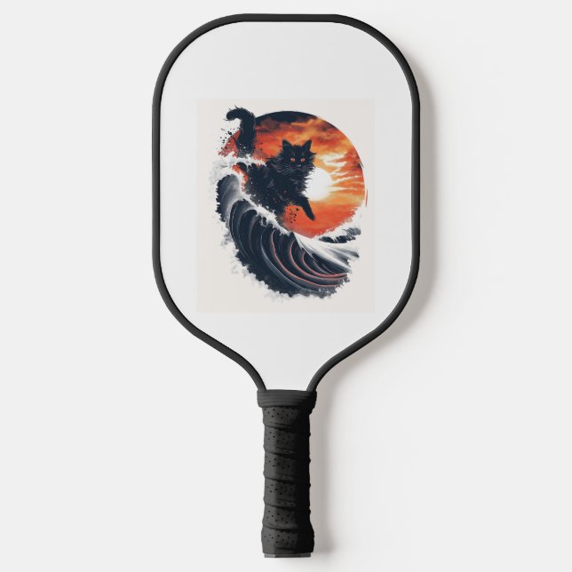 Surf's Up Cat Pickleball Paddle (Front)