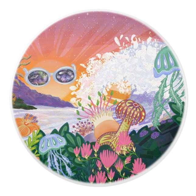 Surfs Up!  Ceramic Knob (Front)