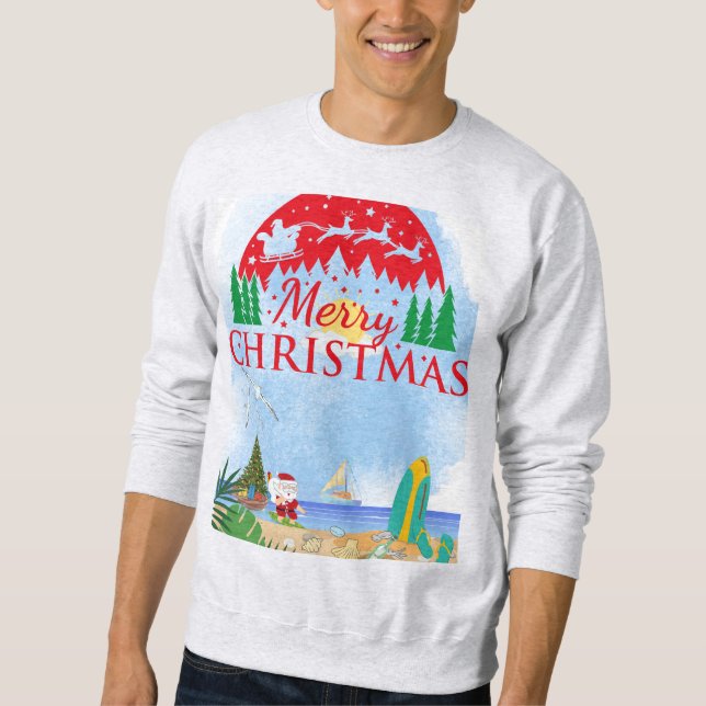 Surf's Up for Santa Sweatshirt (Front)