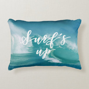 Surf's Up   Fun Typography & Quote Decorative Cushion