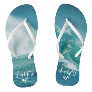 Surf's Up Fun Typography & Quote Jandals