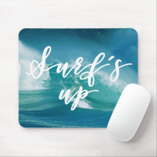 Surf's Up Fun Typography & Quote Mouse Pad