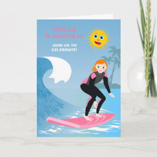 Surf's up Girly Birthday Party Invitation