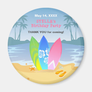 Surf's up Girly Birthday Party Magnet