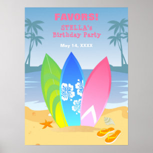 Surf's up Girly Birthday Party Poster