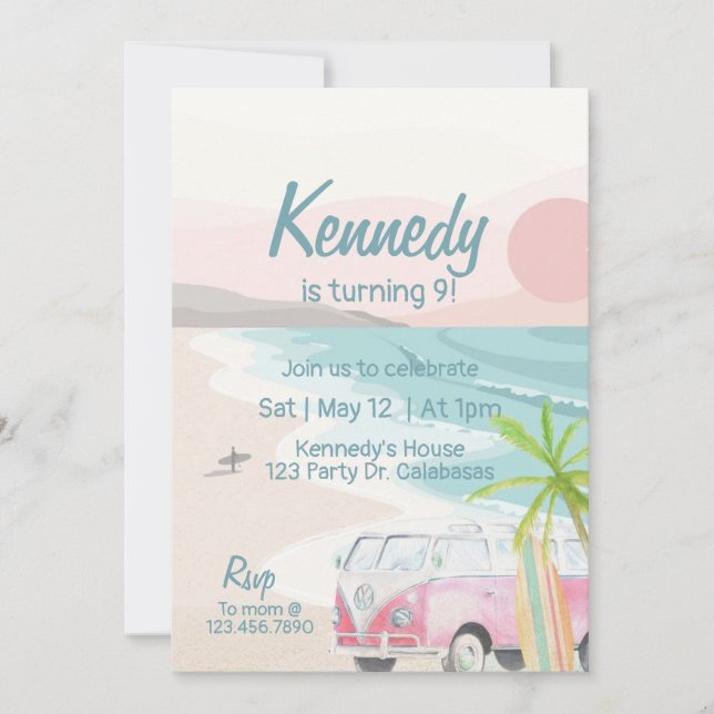  Surfs Up Invitation, Surf Party, Luau, Beach  Invitation (Front)