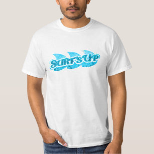 Surf's Up men's blue sea logo on white  t-shirt