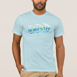 Surf's Up men's bright green blue on cream t-shirt