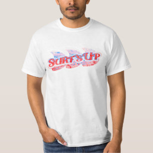 Surf's Up men's red & blue surfing t-shirt