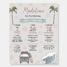 Surf's Up Ocean Birthday Milestones Sign