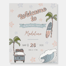 Surf's Up Ocean Birthday Welcome Sign