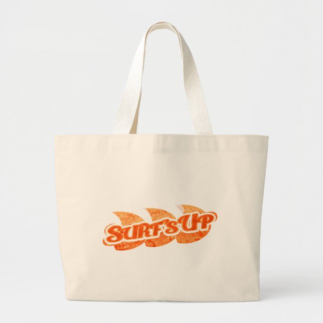 "Surf's Up" orange surfers tote bag (Front)