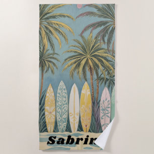 Surf's Up, Pastel Style Personalised Beach Towel