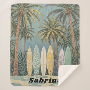 Surf's Up, Pastel Style Personalised Sherpa Blanket