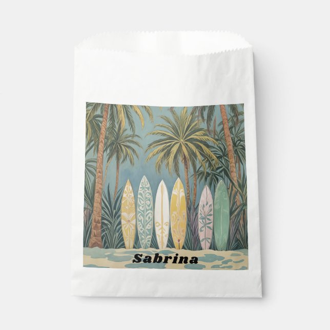 Surf's Up, Pastel Style Personalized Favour Bags (Front)