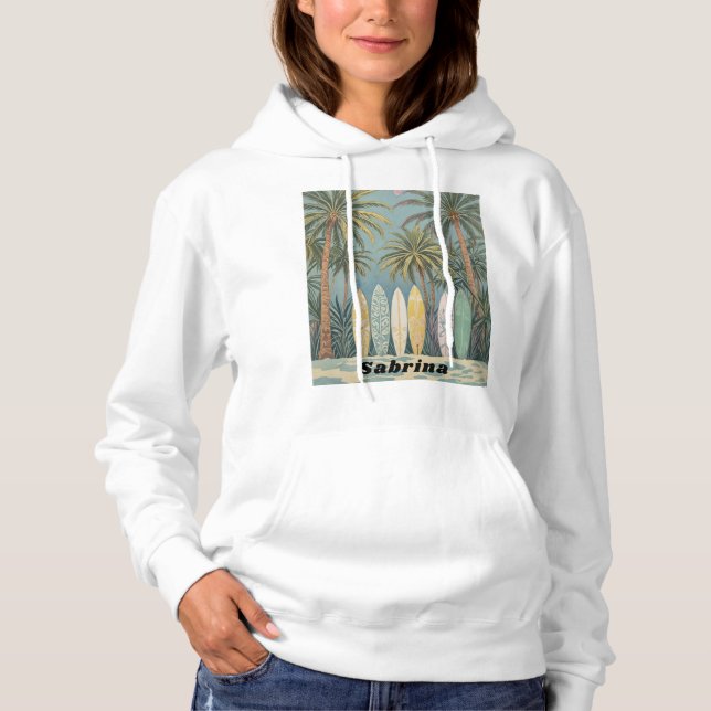 Surf's Up, Pastel Style Personalized Hoodie (Front)