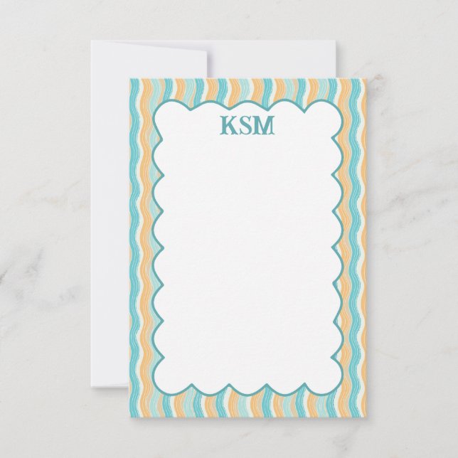 Surfs Up Personalised Monogram Stationery Thank You Card (Front)
