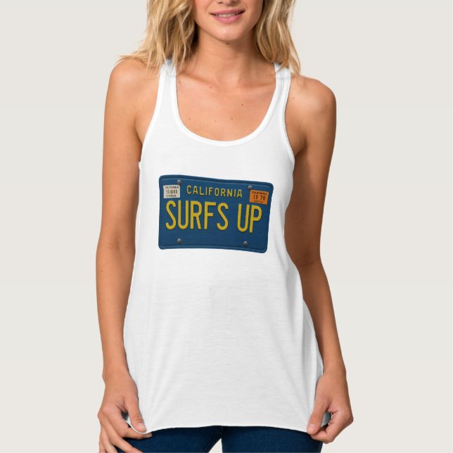 Surfs Up Retro 1969 California License Plate Surf Singlet (Front)