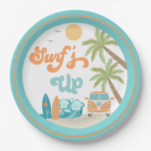 Surf's Up Surf Beach Birthday Party Paper Plates