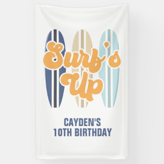 Surf's Up Surfboard Beach Birthday Banner