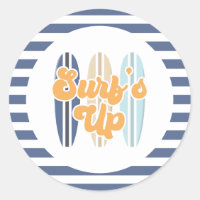 Surf's Up Surfboard Beach Birthday Classic Round S